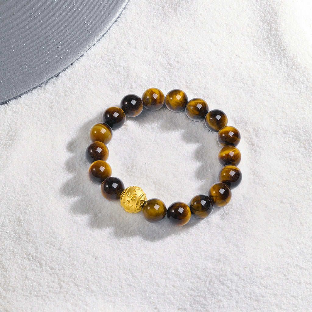 24K Gold Beaded Bracelet Tigerite 1-1.2g A1913551