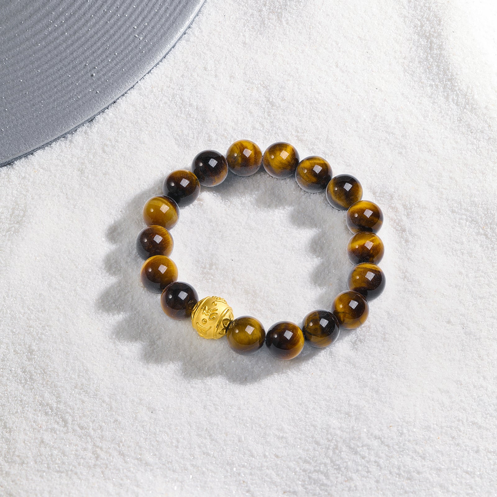 24K Gold Beaded Bracelet Tigerite 1-1.2g A1913551