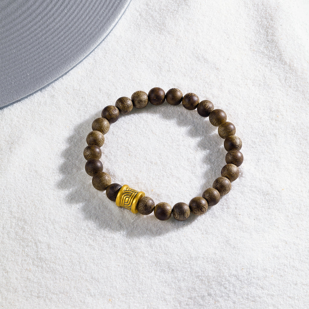 24K Gold Beaded Bracelet Agarwood 1.65-1.95g A1914913