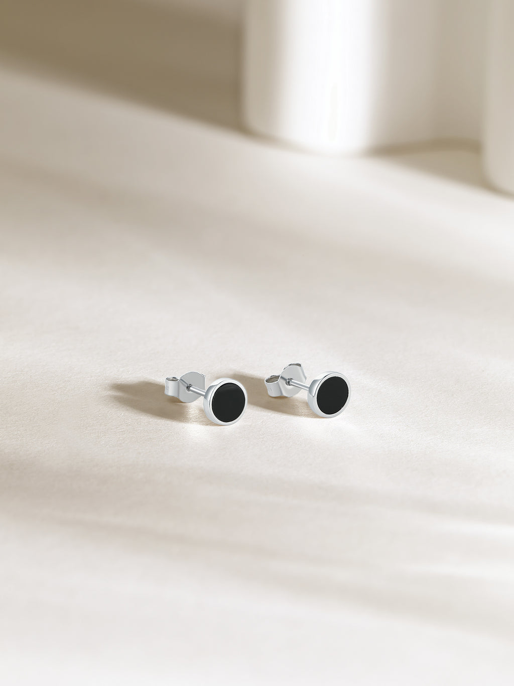 ZHOU LIU FU 925 Sterling Silver Stud Earrings Black Onyx Earrings Hypoallergenic Birthday Jewelry Gifts for Women Men