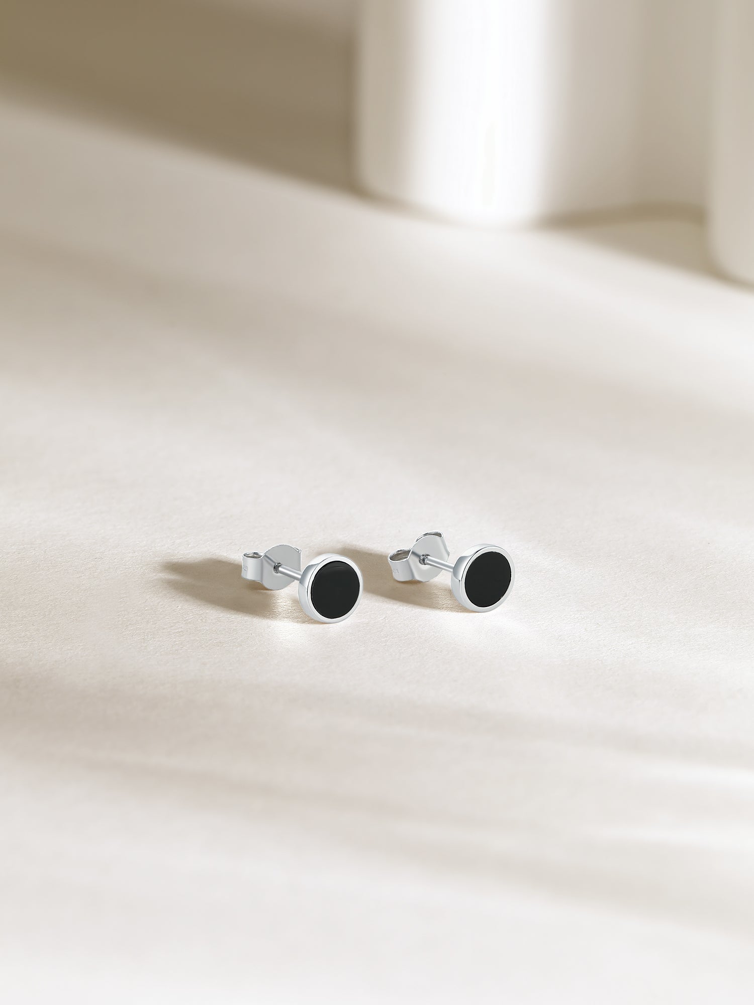 ZHOU LIU FU 925 Sterling Silver Stud Earrings Black Onyx Earrings Hypoallergenic Birthday Jewelry Gifts for Women Men