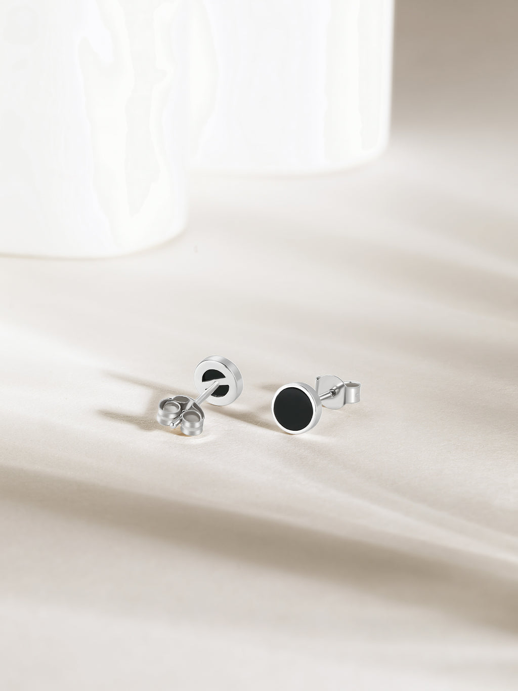 ZHOU LIU FU 925 Sterling Silver Stud Earrings Black Onyx Earrings Hypoallergenic Birthday Jewelry Gifts for Women Men