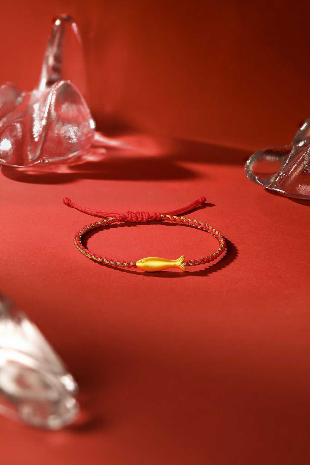 24K Gold String Bracelet Fish  0.5-0.8g A1712895
