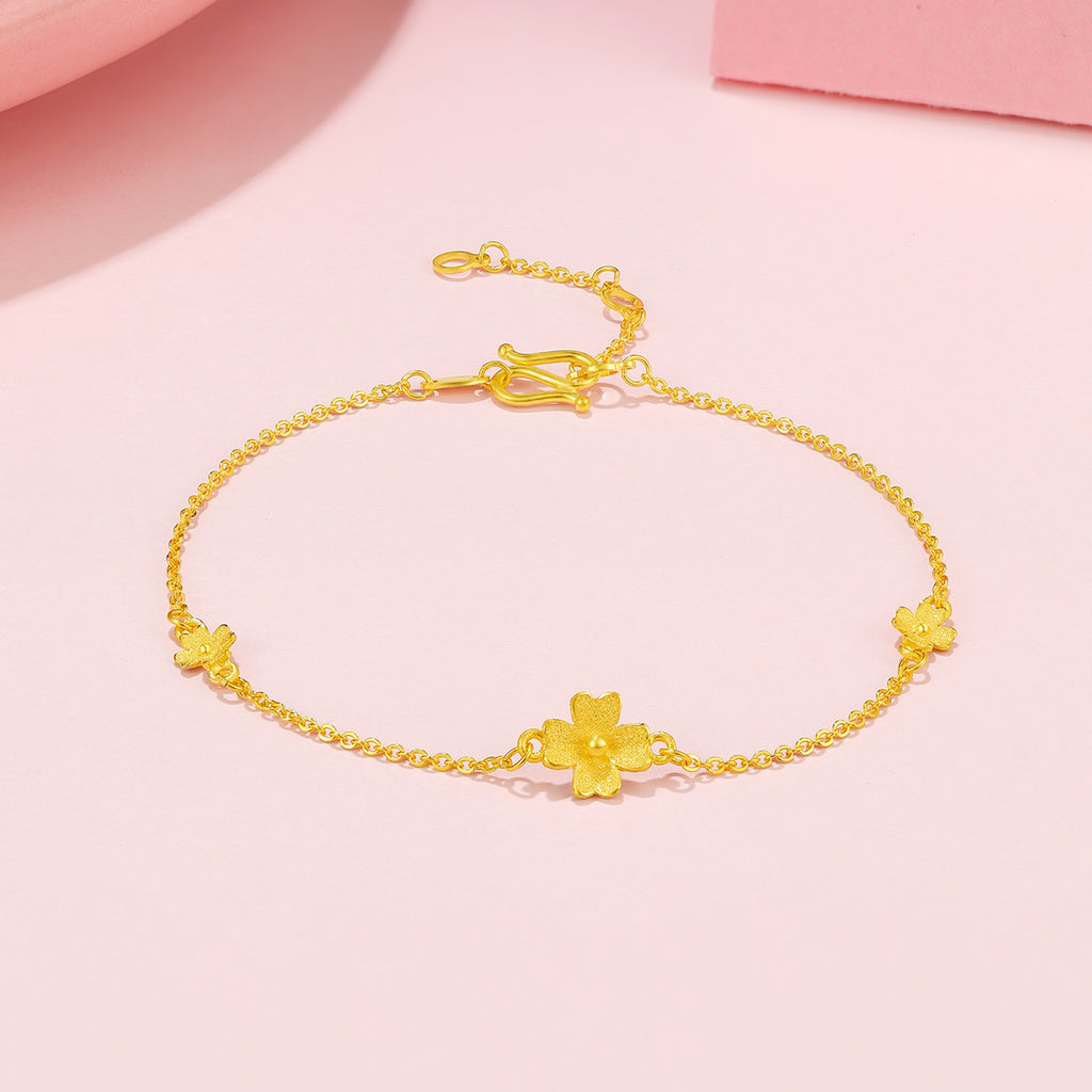 24K Gold Chain Bracelet Clover 2.31-2.71g 16-19cm A0710814