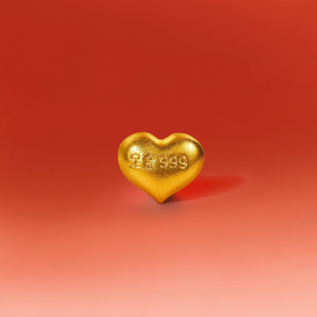 999.9 24K 金心形吊飾 1-1.02公克 A2010992