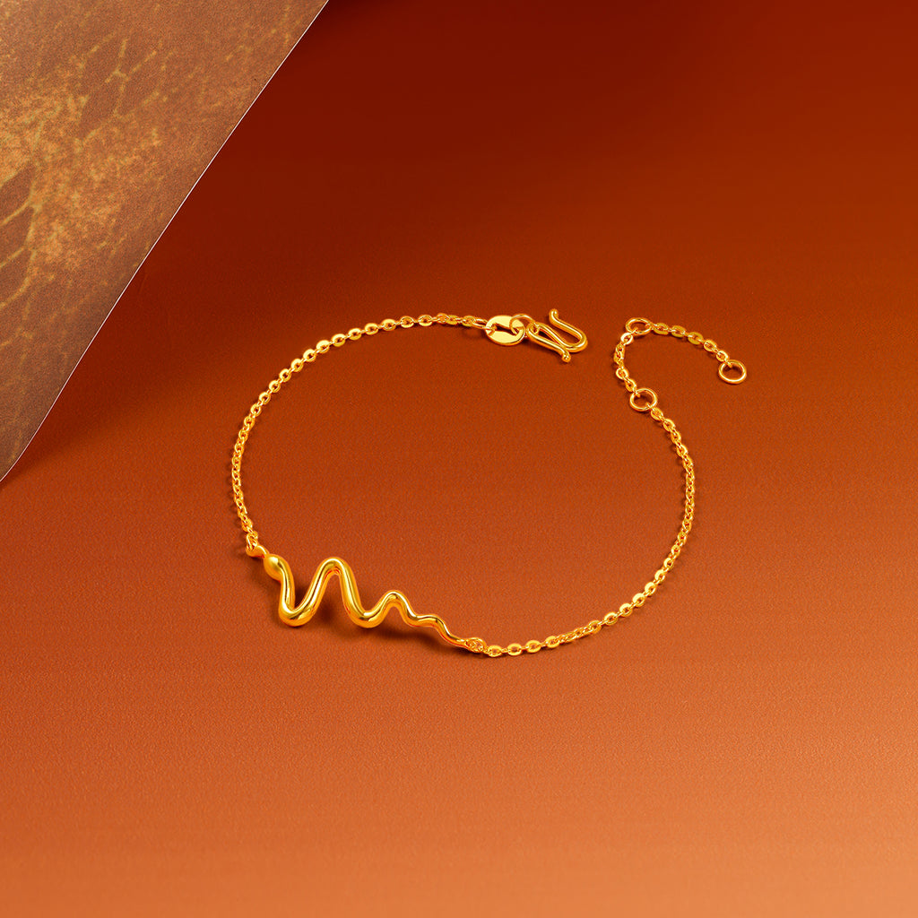 "Chinese Zodiac Snake" 24K Gold Chain Bracelet Snake 3.15-3.45g A0713108