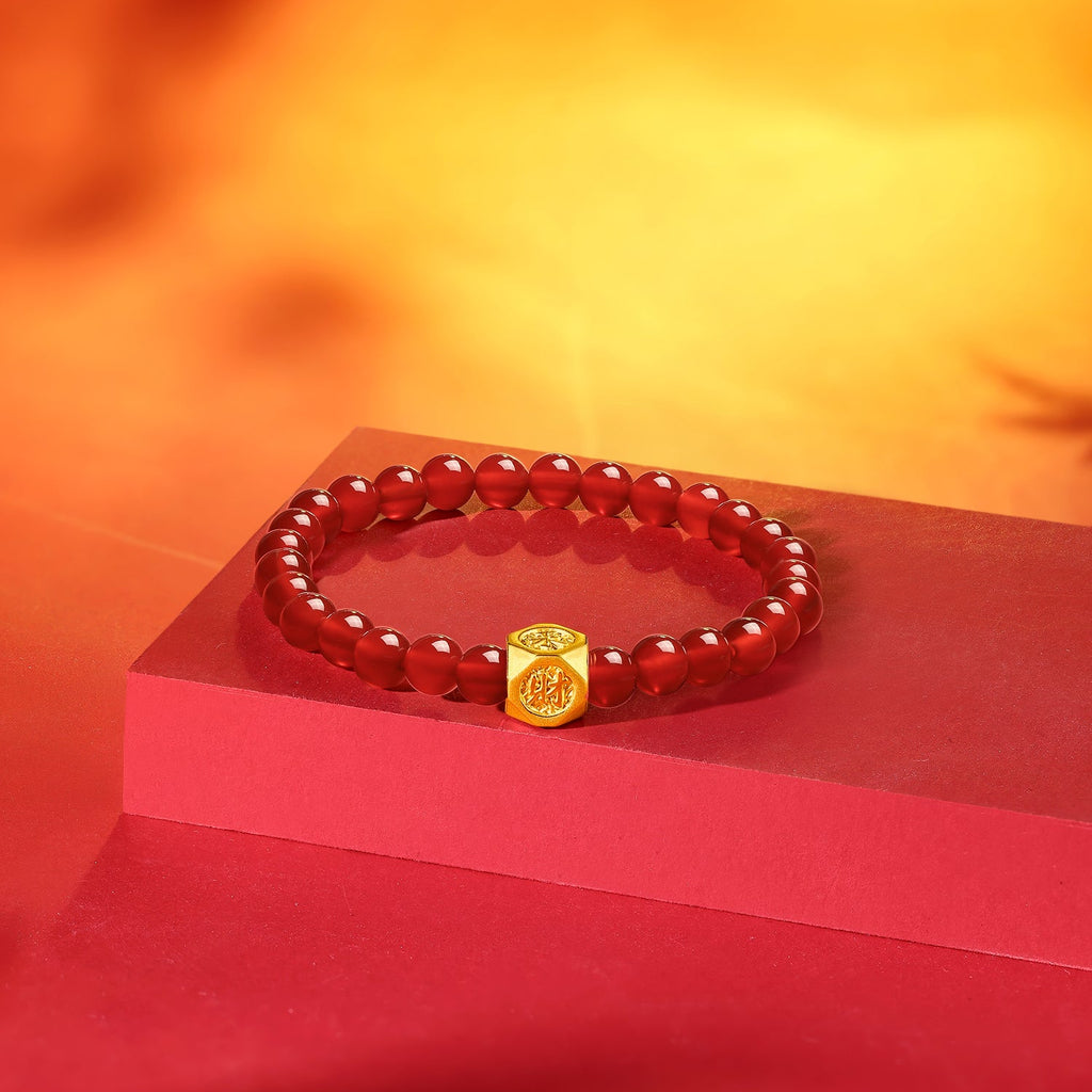 24K Gold Beaded Bracelet Agate 0.6-0.9g Cai 財 A1911357