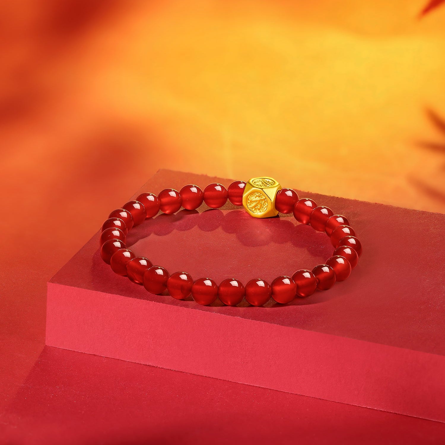 24K Gold Beaded Bracelet Agate 0.6-0.9g Cai 財 A1911357