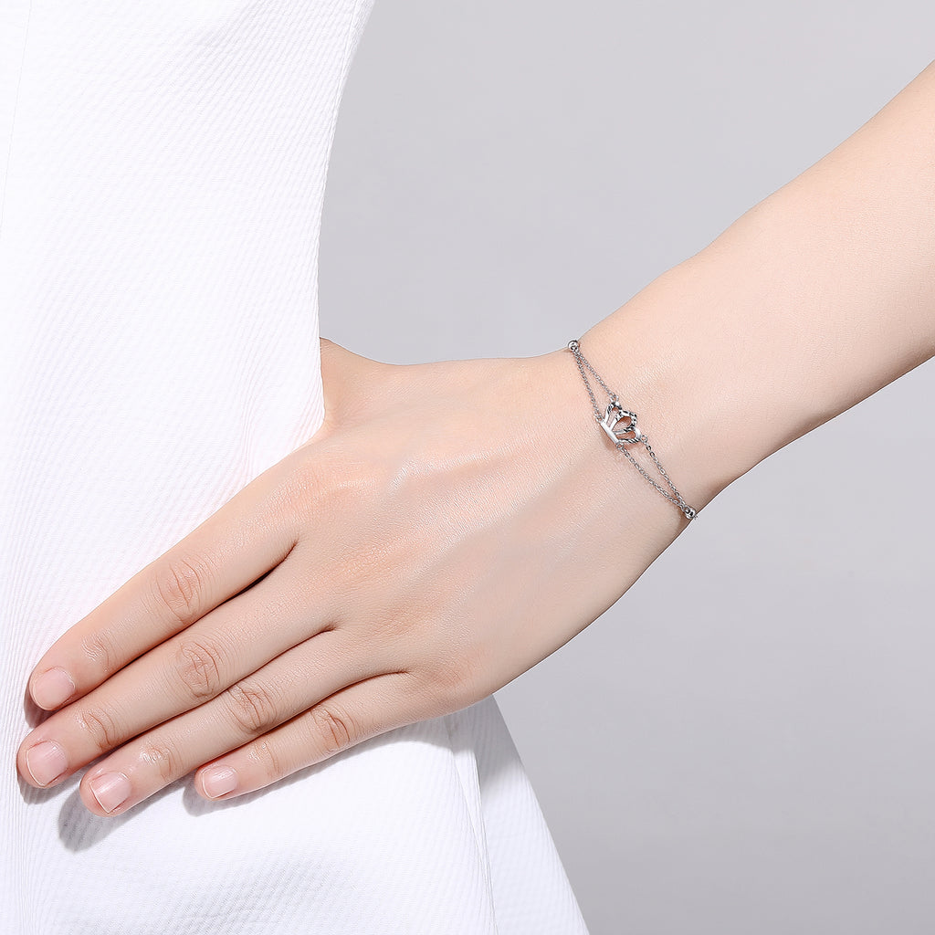 950 Platinum Chain Bracelet Crown 2.2-2.5g PT073875