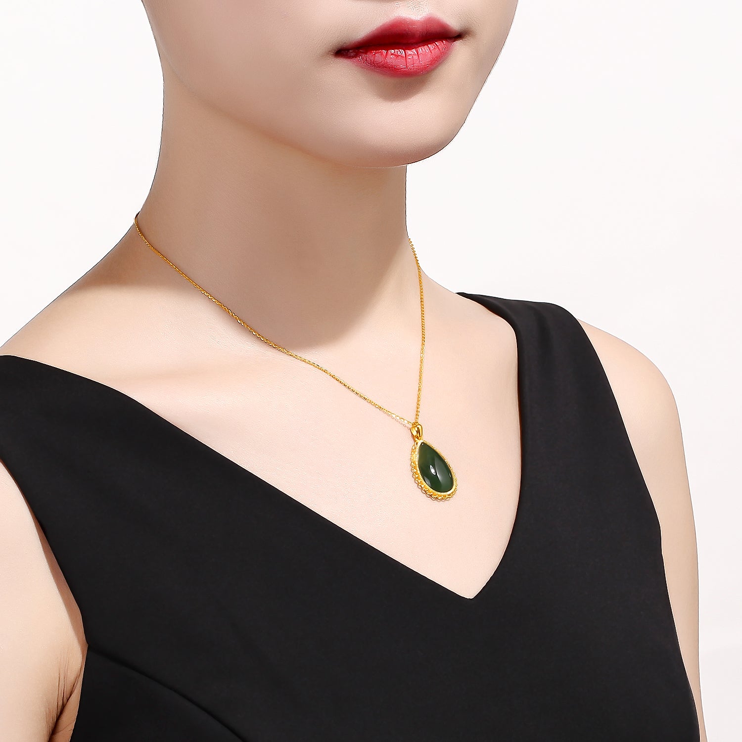 24K Gold Pendant Hetian Jade 21.5*13.5*5.5mm 1.5-1.8g AAYB044149