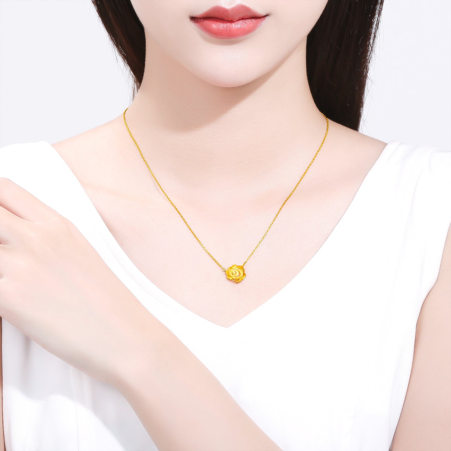 999 24K Gold Pendant Necklace              Rose 4.9-5.4g AC065266