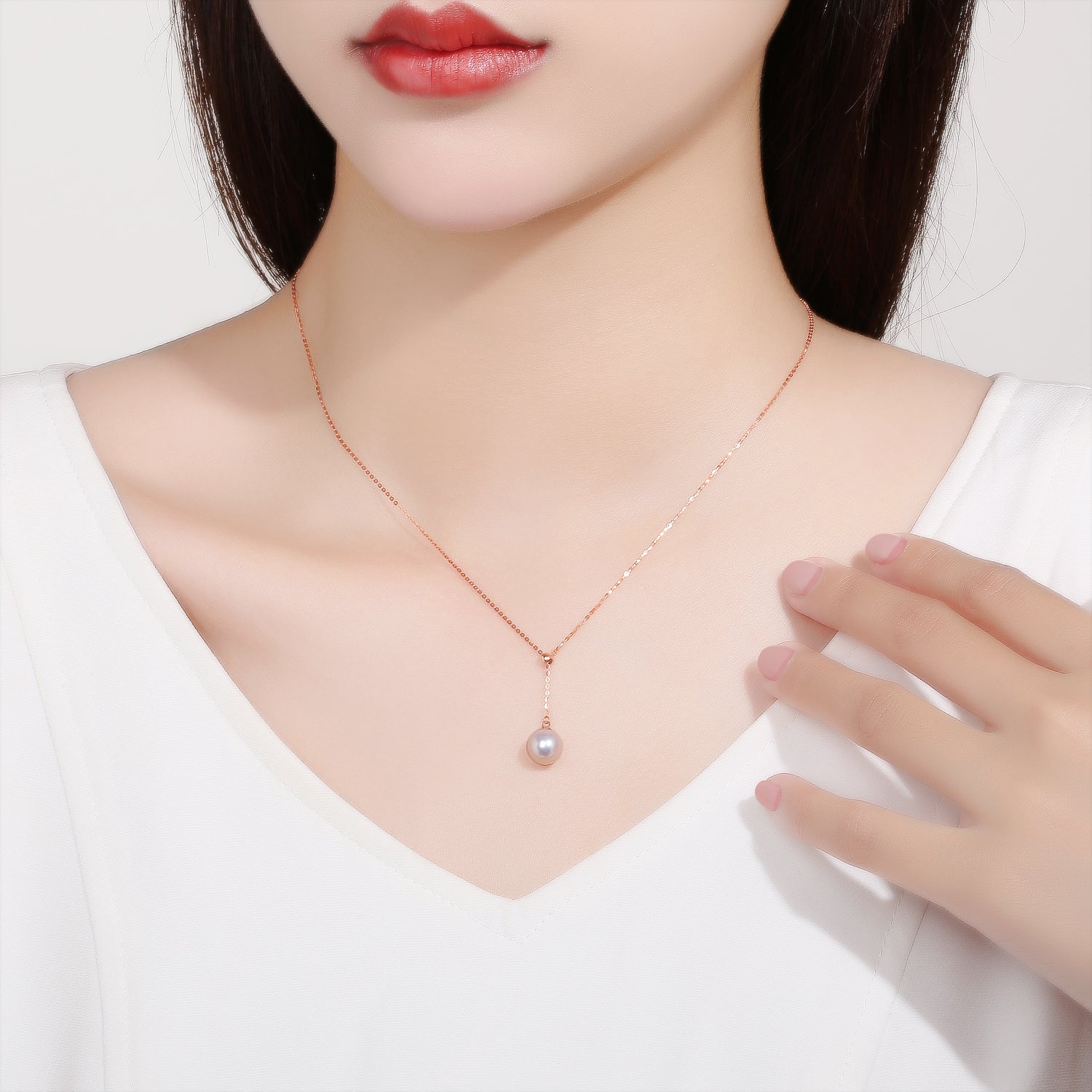 18K Gold Pendant Necklace Pearl 1-1.3g KIPB065480