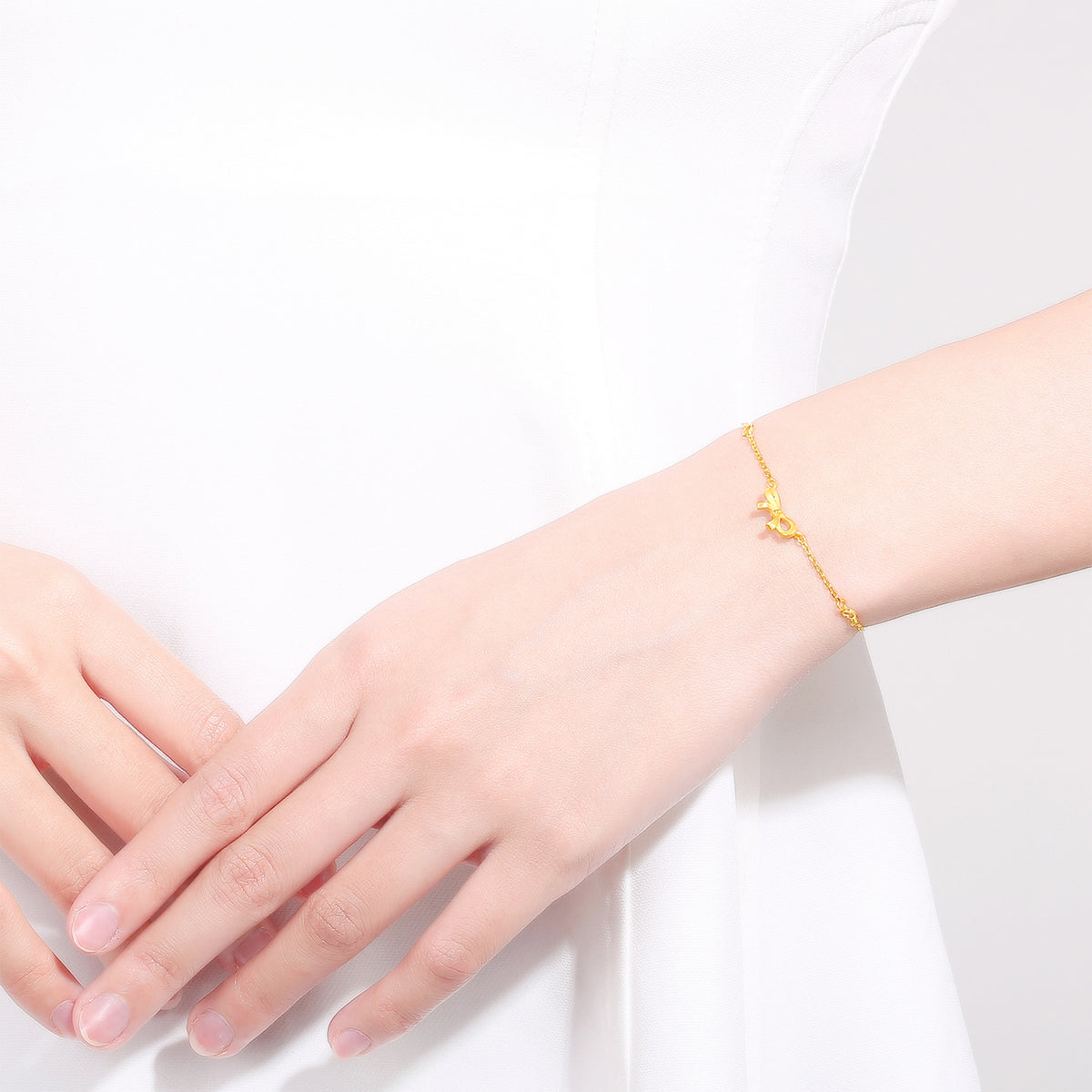 999 24K Gold Chain Bracelet Bow 2.8-3.1g AA074755