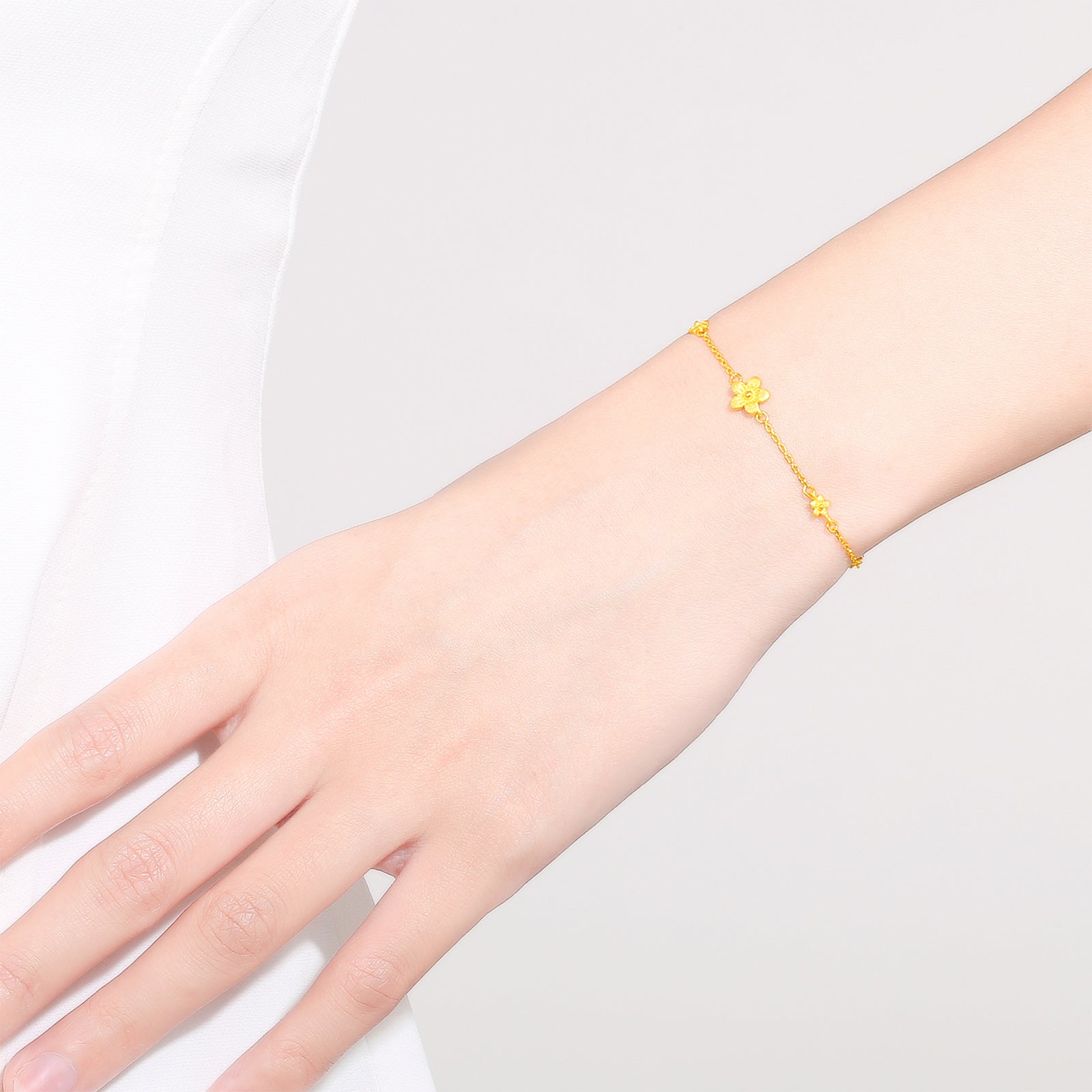 999 24K Gold Chain Bracelet Flower 2.9-3.3g AC074753