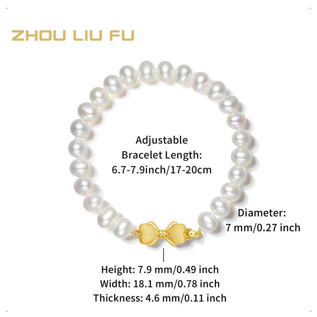 S925 Sterling Silver Chain Bracelet Pearl Bow 1.2-1.8g 17cm X0712946