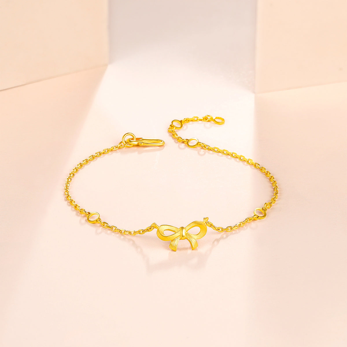 999 24K Gold Chain Bracelet Bow 2.8-3.1g AA074755