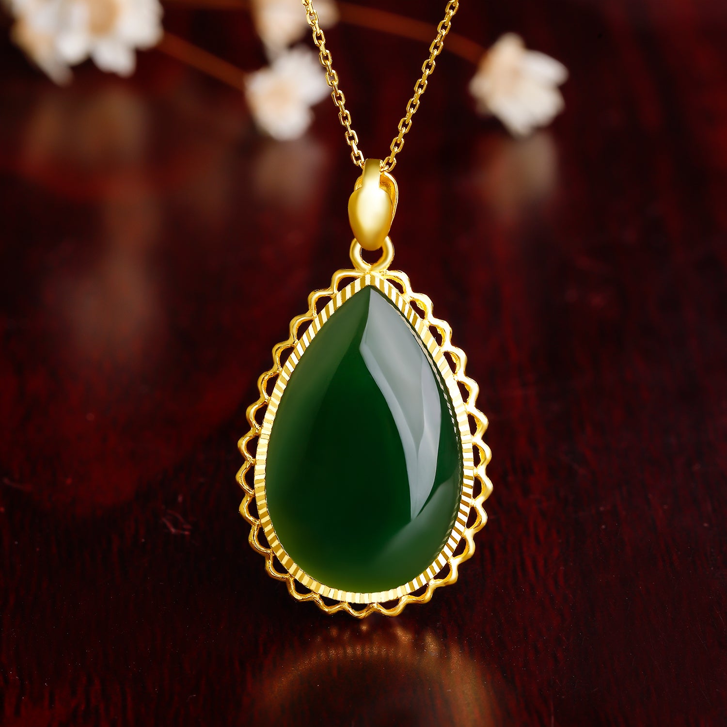 24K Gold Pendant Hetian Jade 21.5*13.5*5.5mm 1.5-1.8g AAYB044149
