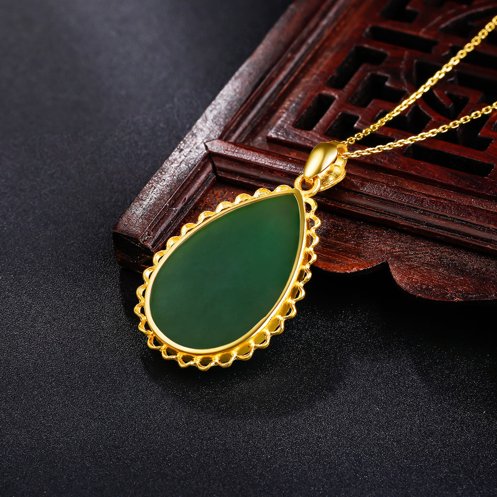 24K Gold Pendant Hetian Jade 21.5*13.5*5.5mm 1.5-1.8g AAYB044149