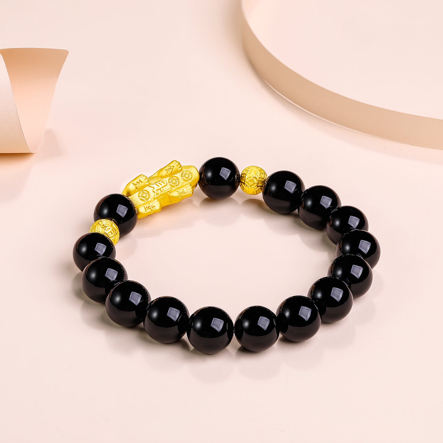 24K Gold Beaded Bracelet Agate Pixiu 3.2-3.6g ADMN194490