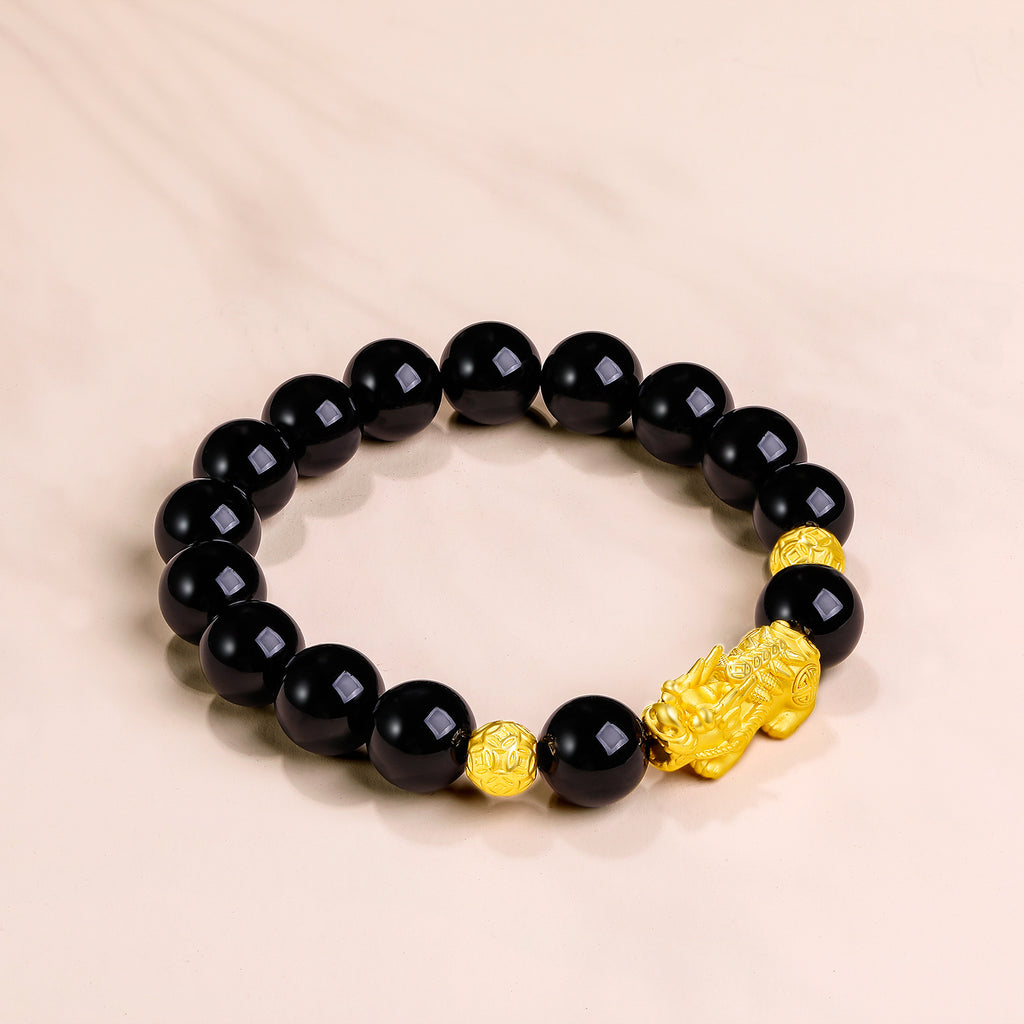 24K Gold Beaded Bracelet Agate Pixiu 3.2-3.6g ADMN194490