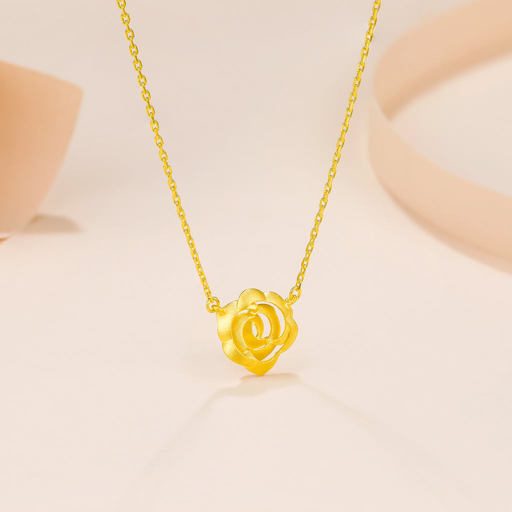 999 24K Gold Pendant Necklace              Rose 4.9-5.4g AC065266