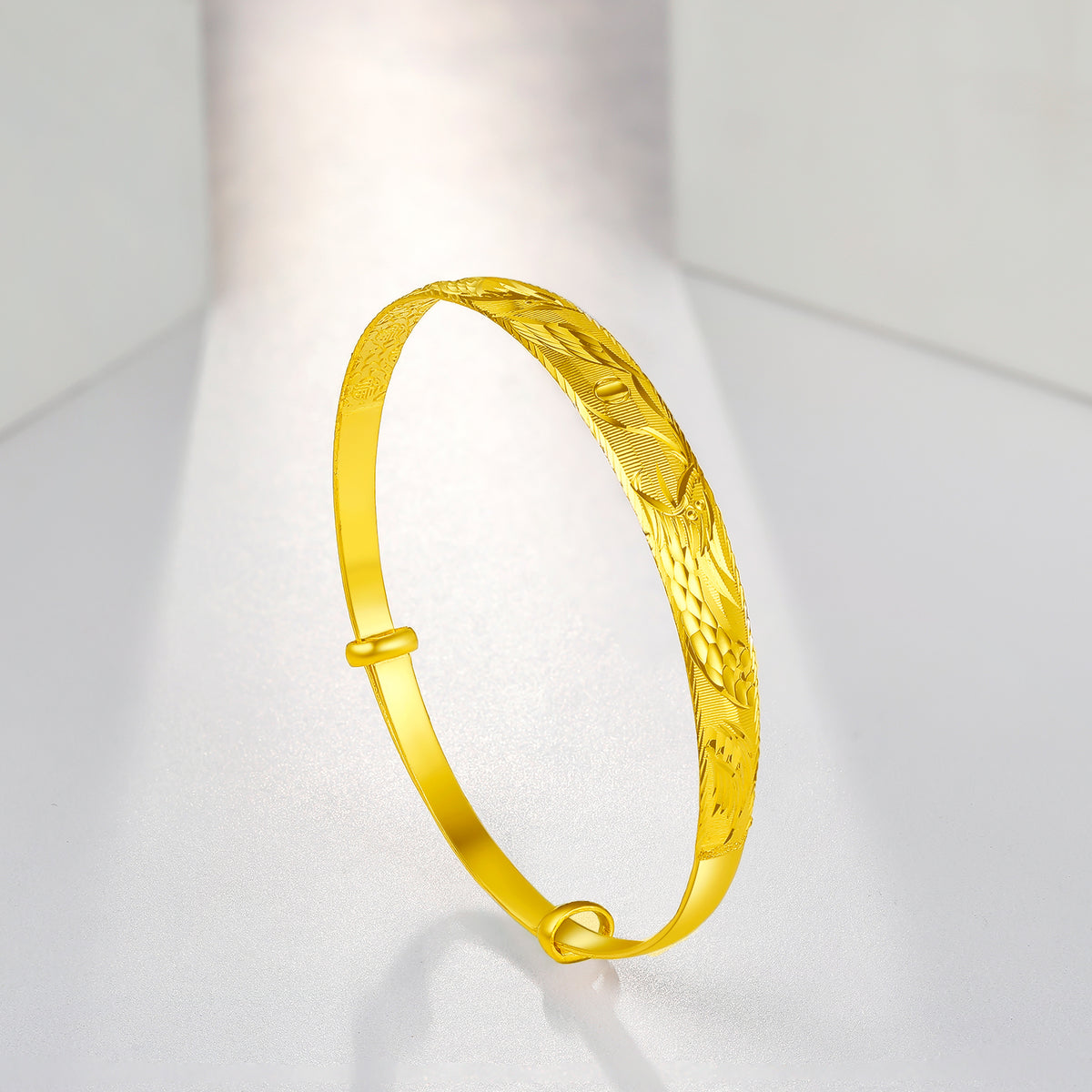 999 24K Gold Bangle Bracelet Dragon Phoenix 20-22g AA103615