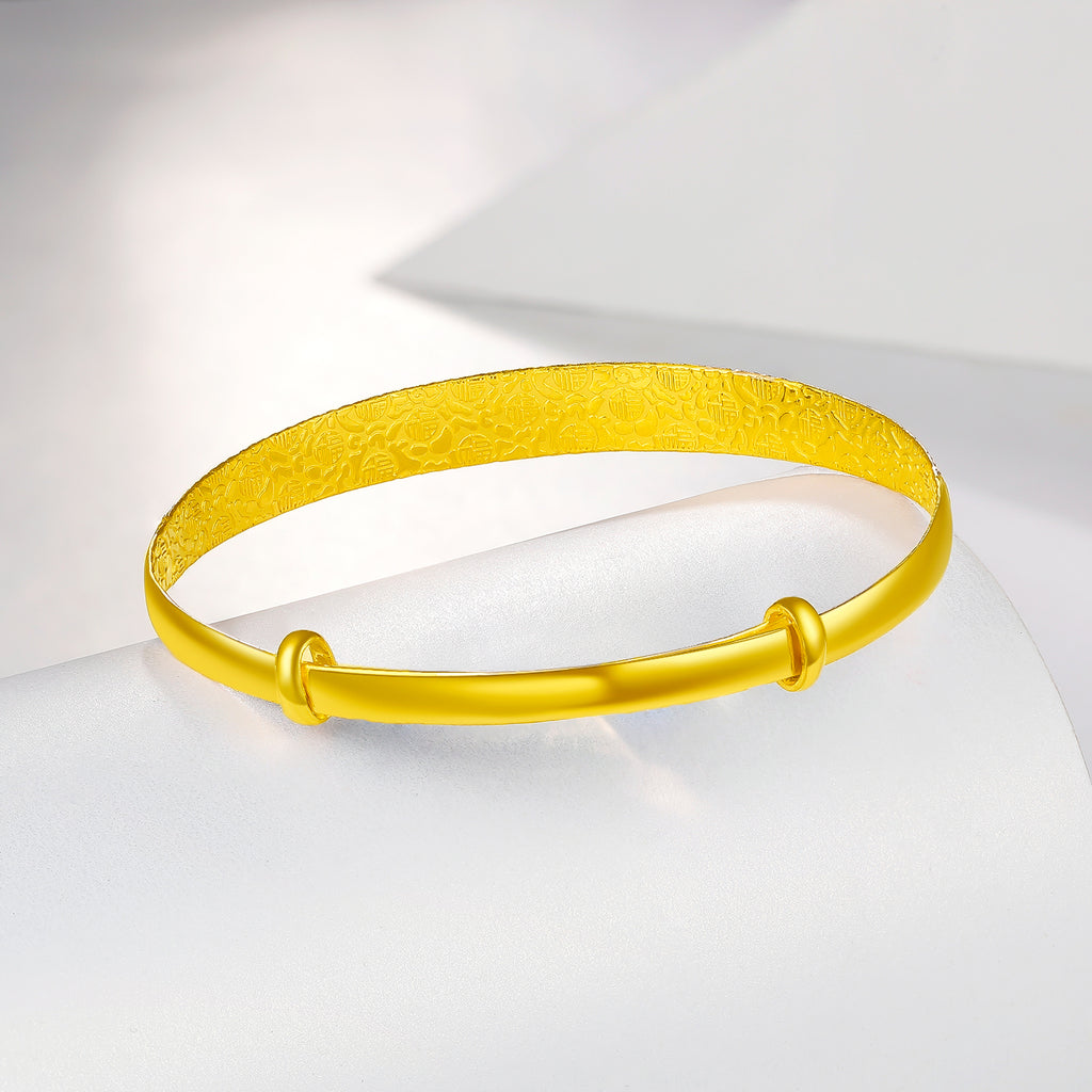 999 24K Gold Bangle Bracelet Dragon Phoenix 20-22g AA103615