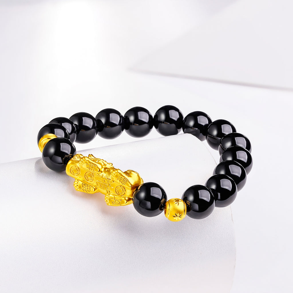 24K Gold Beaded Bracelet Agate Pixiu 4-4.3g ADMN193469