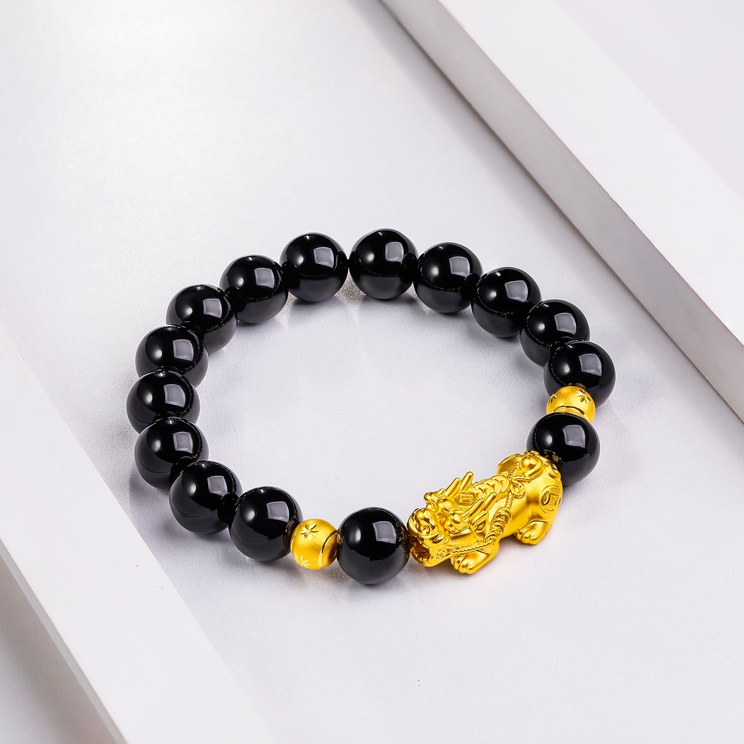24K Gold Beaded Bracelet Agate Pixiu 4-4.3g ADMN193469