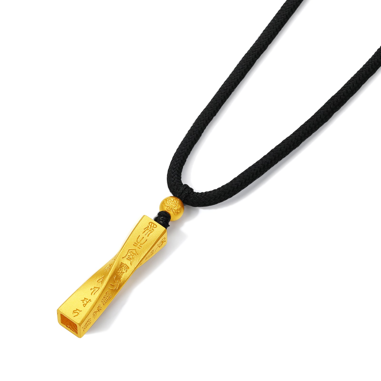 "Jiuhua Mountain" 999.9 24K Gold Pendant Necklace Buddhist Scripture A0415260