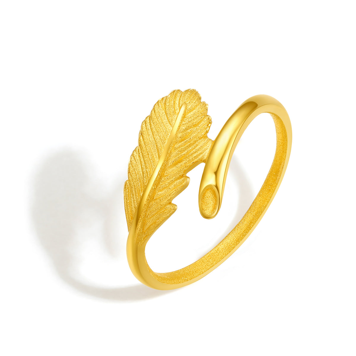 "Fugitive Princess" 999 24K Gold Ring Feather 2-3.4g A0112622