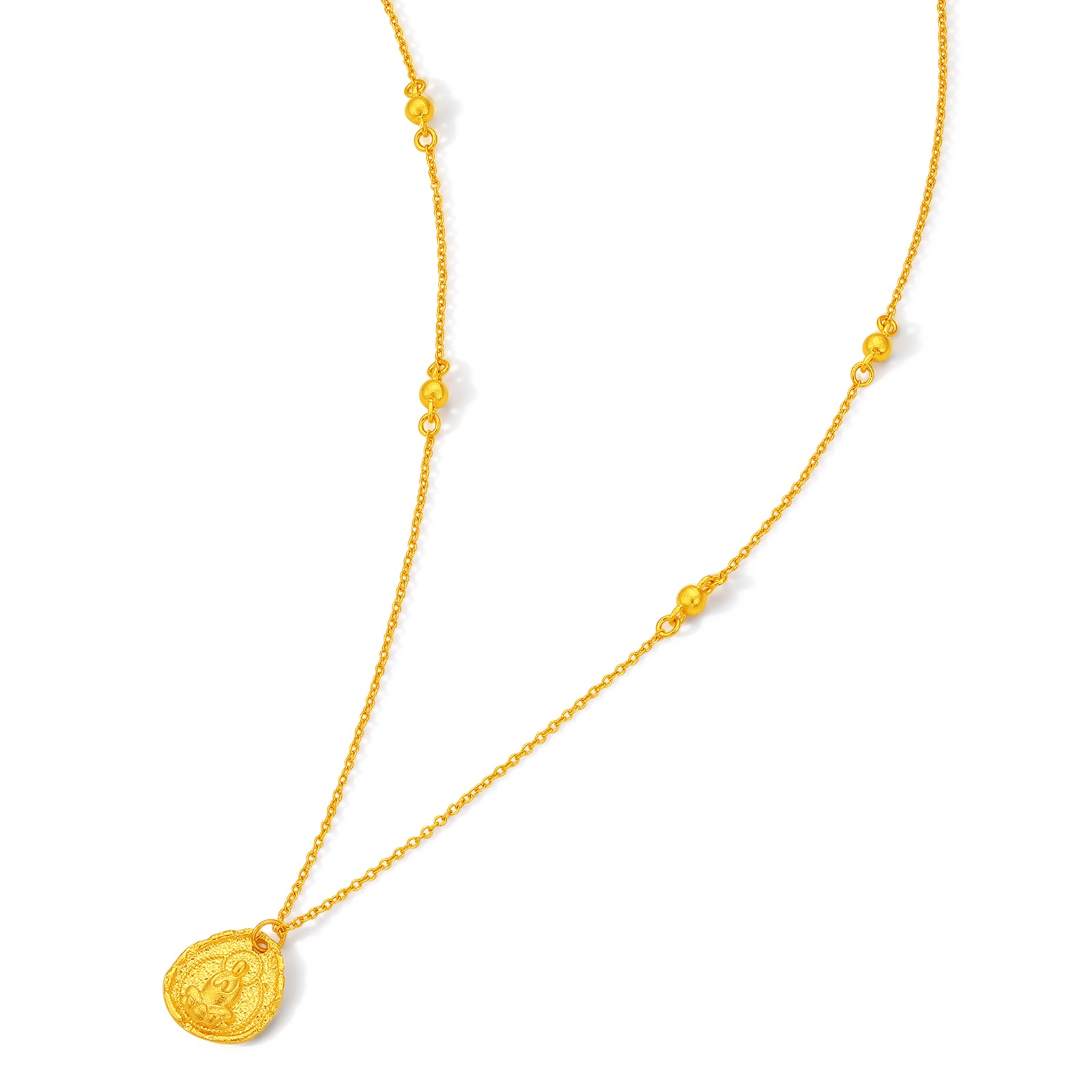 "Jiuhua Mountain" 999.9 24K Gold Pendant Necklace Ksitigarbha Bodhisattva A0614670