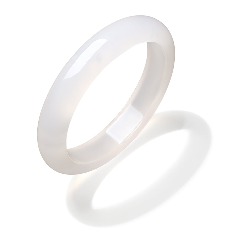 ZHOU LIU FU Chalcedony Jade Bangle Bracelets for Women - Handmade Chalcedony Healing Gemstone Bracelet Bangles for Protection Good Luck J1013562