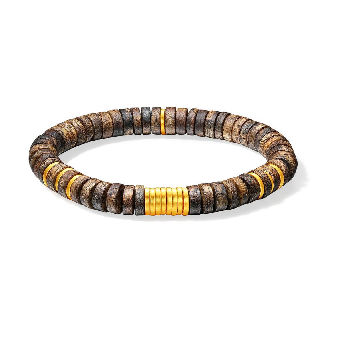 "Wah Kwong" 24K Gold Beaded Bracelet Agarwood   Coin 1.2-2g A1922233