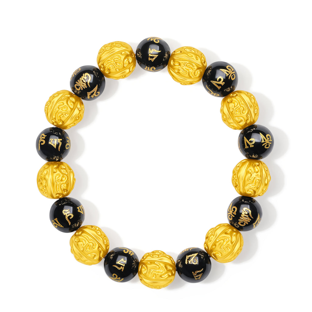 九華山 24K 金珠手鍊 瑪瑙手印 A1914675