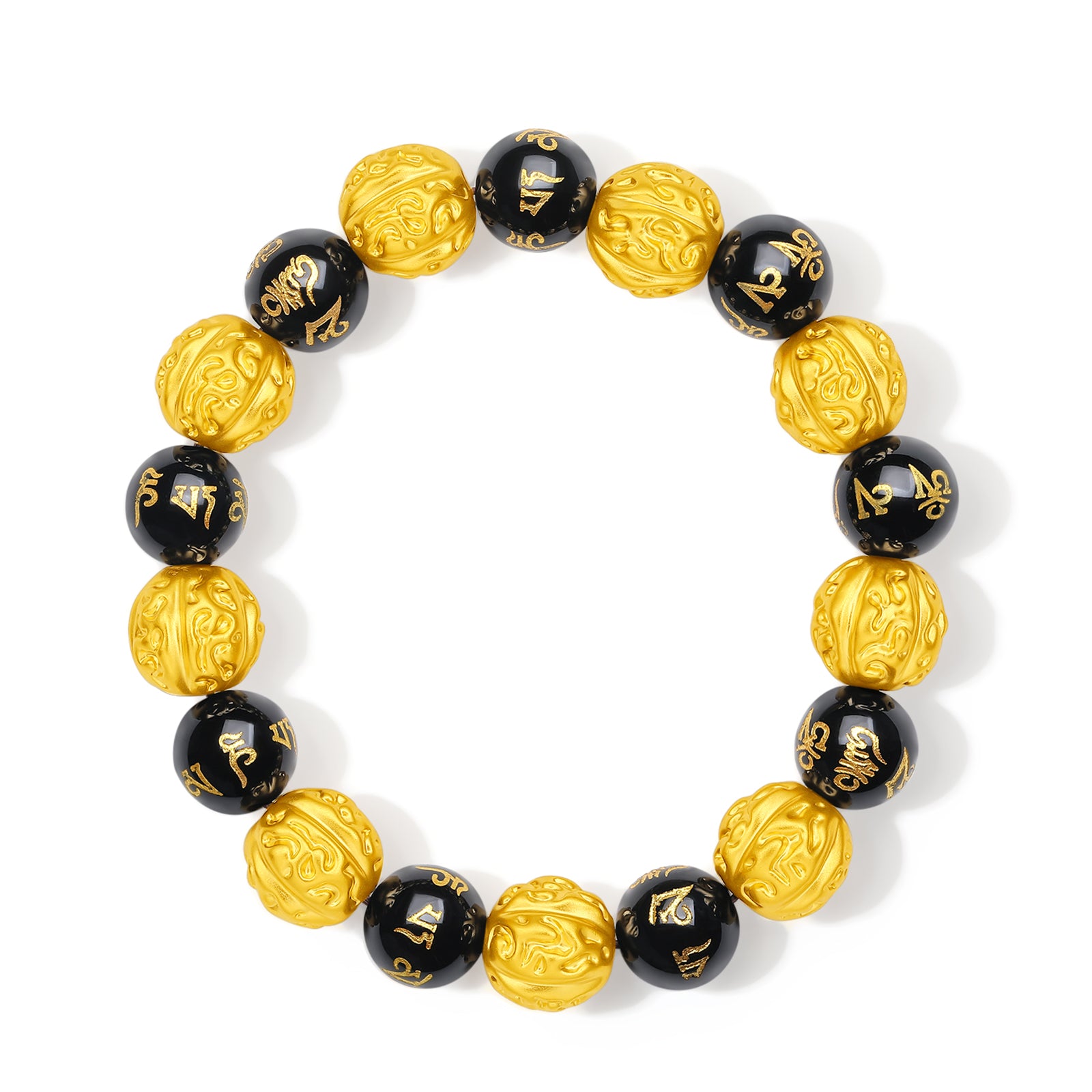 Jiuhua Mountain' 24K Gold Beaded Bracelet Agate Mudras A1914675