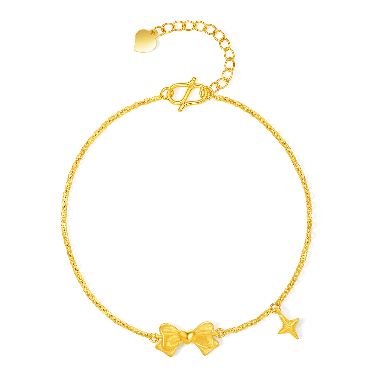 999 24K Gold Chain Bracelet Bow 2.9-3.2g A0713717