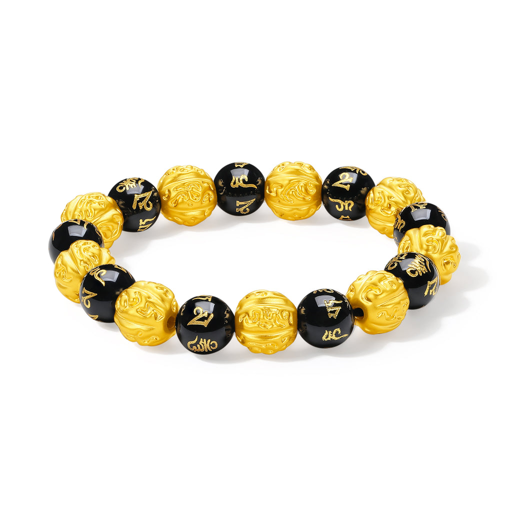 九華山 24K 金珠手鍊 瑪瑙手印 A1914675