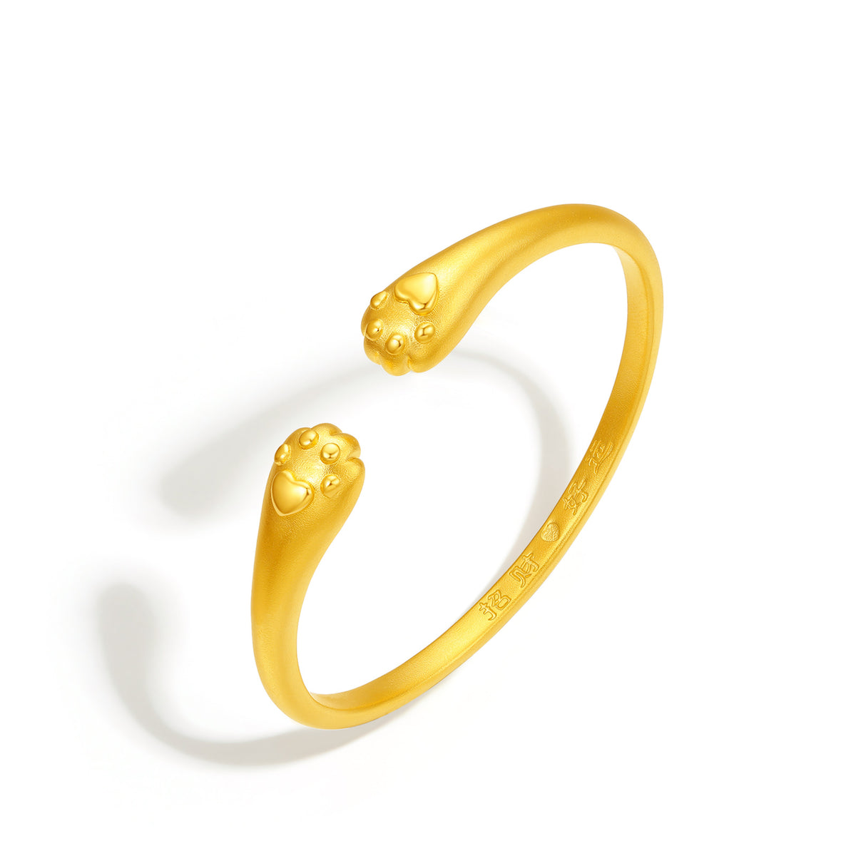 999 24K Gold Bangle Bracelet Cat's paw 32.5-33.6g A1012538