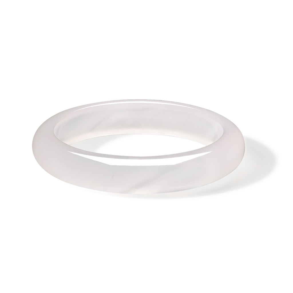 ZHOU LIU FU Chalcedony Jade Bangle Bracelets for Women - Handmade Chalcedony Healing Gemstone Bracelet Bangles for Protection Good Luck J1013562
