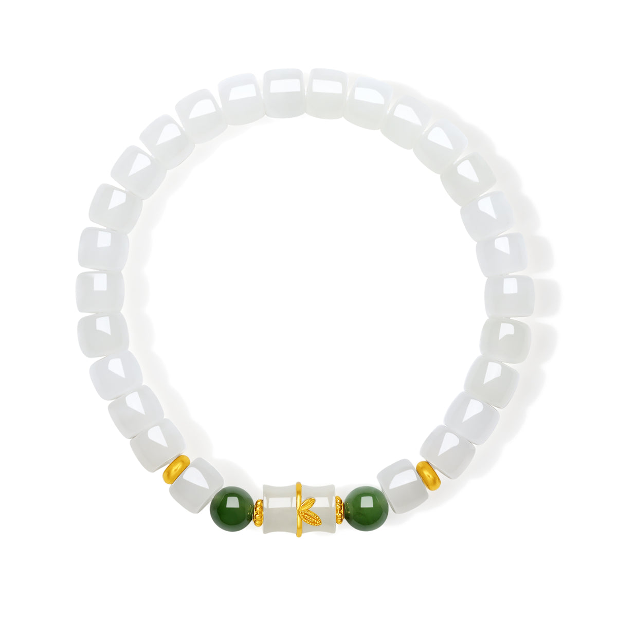 24K Gold Beaded Bracelet Hetian Jade 6.5*5.5mm 5.8-6.3mm 0.35-0.7g Y1923995