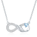 ZHOU LIU FU 925 Sterling Silver CZ Infinity Necklace for Women Wife Mom Blue Gemstone Valentine's Day Anniversary Mother's Day Gfit 16-18in