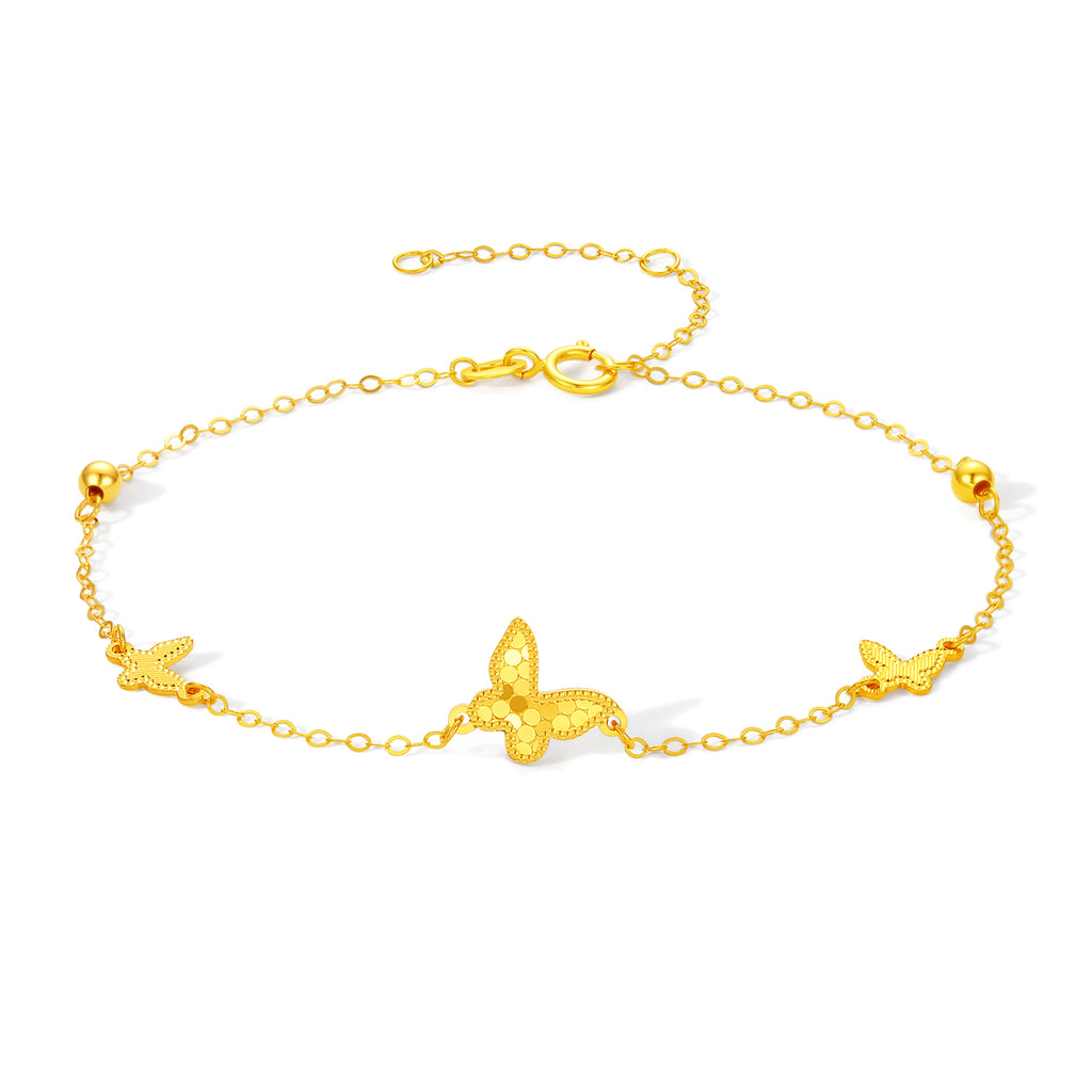 18K Yellow Gold Chain Bracelet Butterfly 0.85-1.15g C0713856