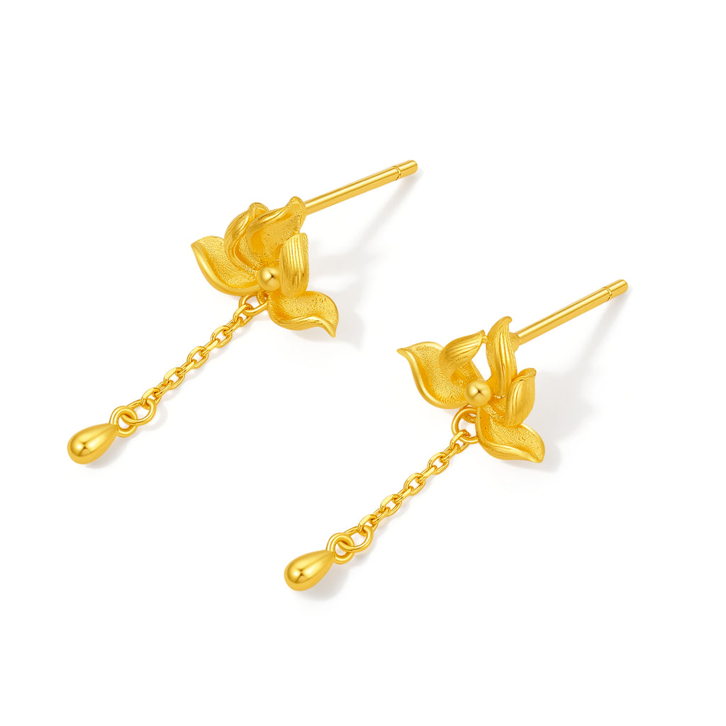 999 24K Gold Earrings Flower 2.7-3g A0922139