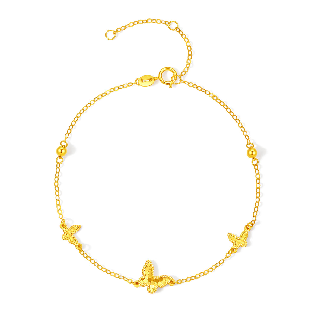 18K Yellow Gold Chain Bracelet Butterfly 0.85-1.15g C0713856