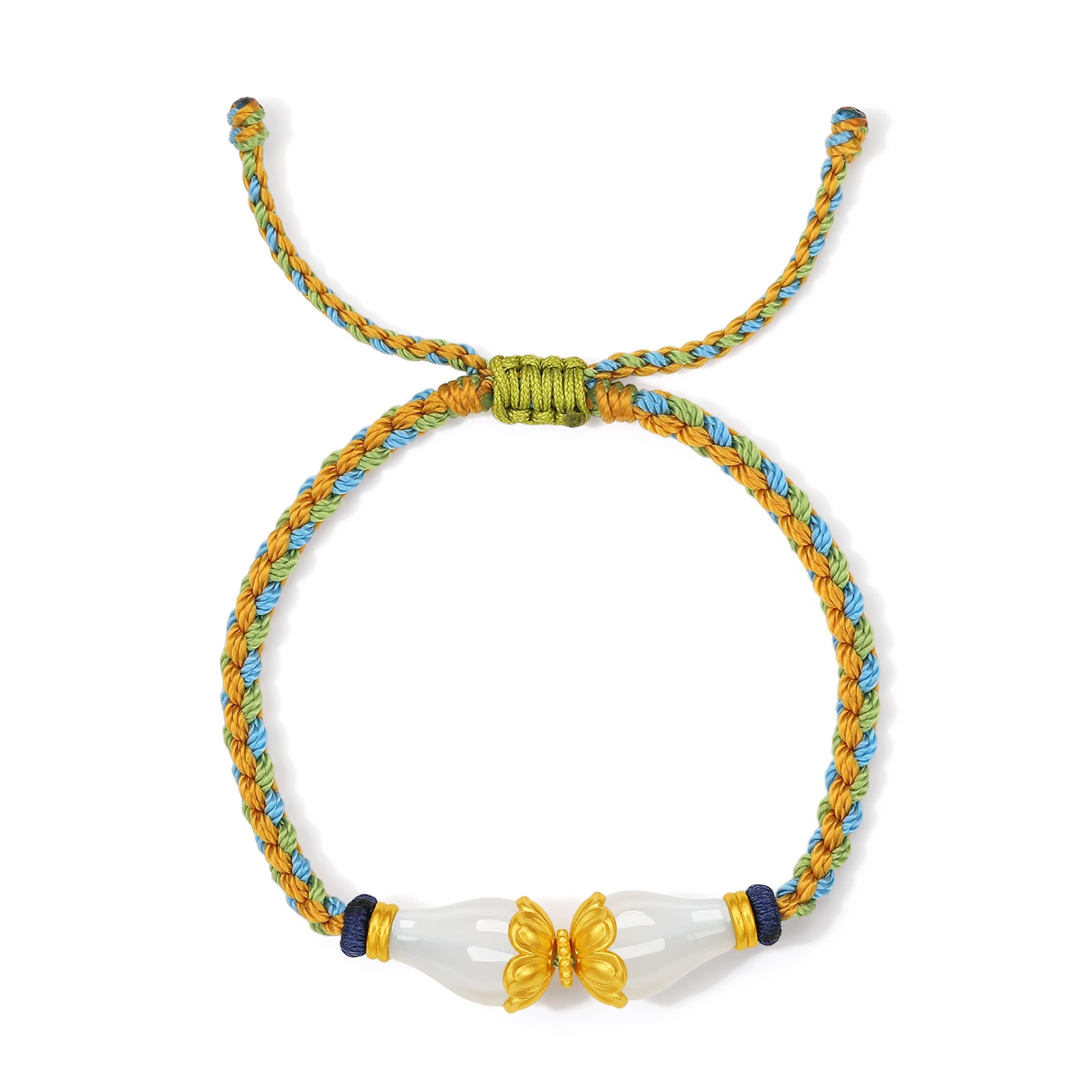 Jiuhua Mountain' 999.9 24K Gold String Bracelet Heitian Jade Ksitigarbha's Implements Y1715286