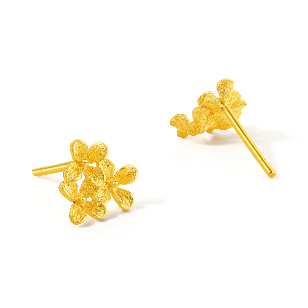 999 24K Gold Earrings Flower 1.4-1.7g A0911673