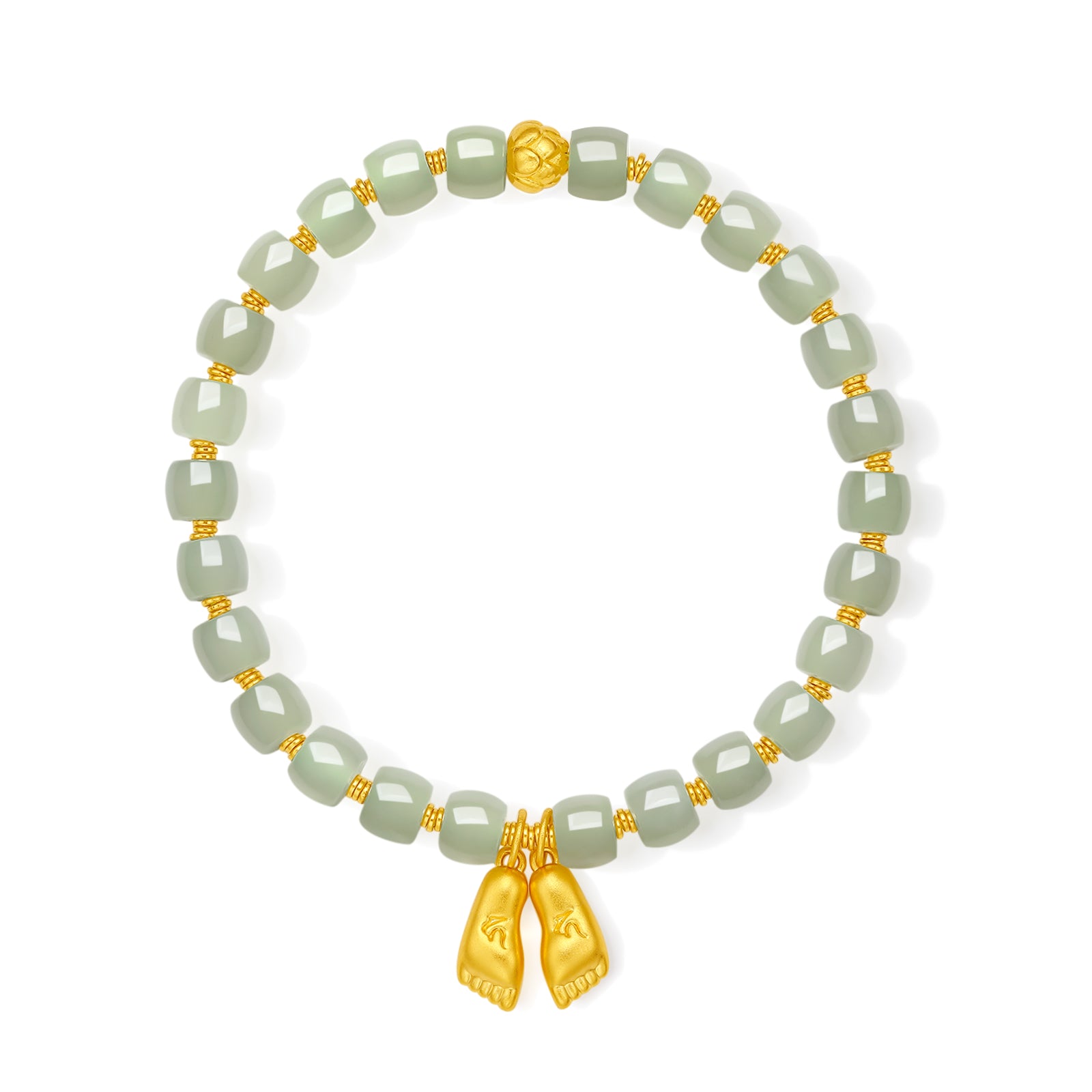 Jiuhua Mountain' 24K Gold Beaded Bracelet Heitian Jade Mudras Y1915276