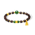Jiuhua Mountain' 24K Gold Beaded Bracelet Heitian Jade Sandalwood Ksitigarbha's Implements Y1915279