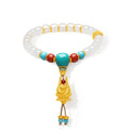 Jiuhua Mountain' 24K Gold Beaded Bracelet Heitian Jade Agate Turquoise Ksitigarbha's Implements Y1915282